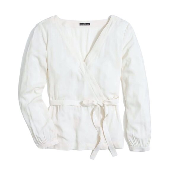 J. Crew Tops - J. Crew Mercantile Long Sleeve 'Vintage Wrap Top' in 'Champagne'/Cream Size 00